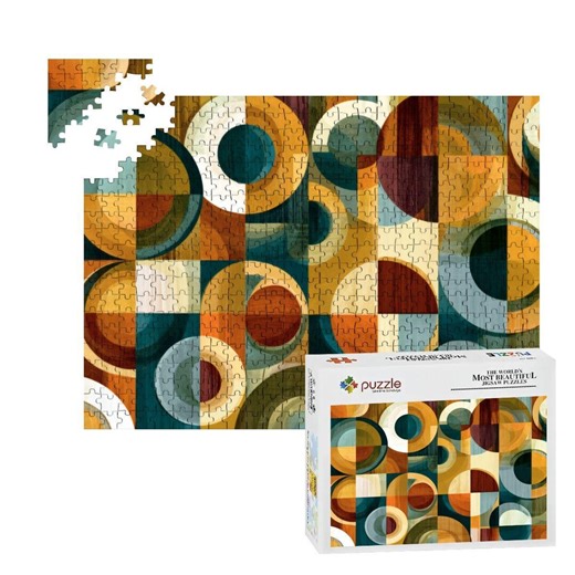 Mid Century Modern Pattern Puzzle – Retro Geometric Circles Wood Jigsaw - Etsy