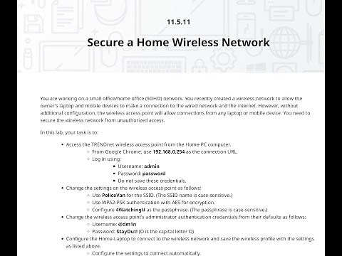 CompTIA TESTOUT PC PRO LAB 11.5.11 Secure a Home Wireless Network.