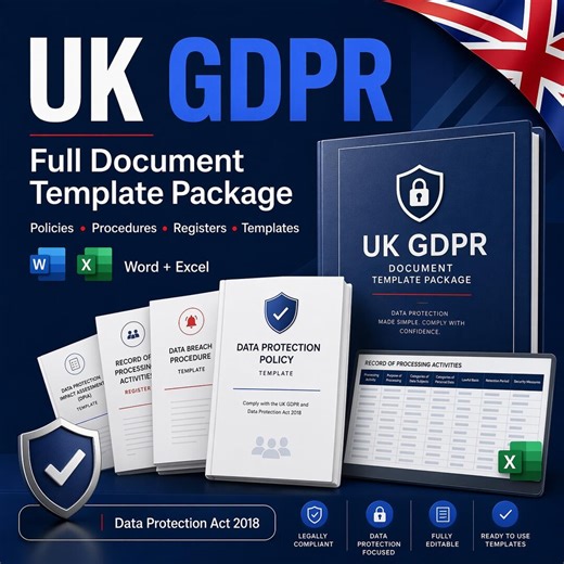 UK GDPR Document Templates, Data Protection Act 2018 Compliance Pack, Policies Procedures Registers - Etsy
