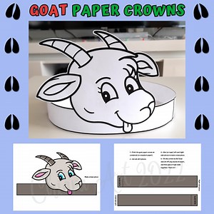 Goat Paper Crown for Kids Printable, Goat Party Hat for Preschool and Up, Cute Goat Headband, Farm Animal Paper Crowns, Goat Paper Hat PDF - Etsy