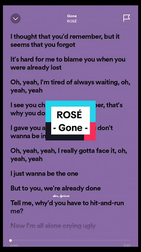 Rosé - Gone Lyrics | Blackpink Spotify Playlist