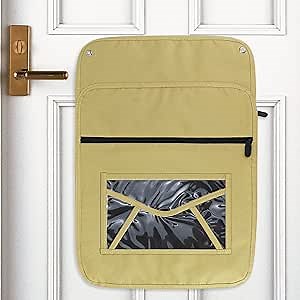 Mail Slot Catcher Indoor Khaki Mail Catcher, Durable Oxford Bag for Front Door Garage Office Mail Slot Cover, Space Saving, Self-Adhesive, No Screws Needed, Machine Washable, Gift Ideas