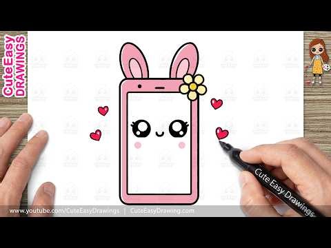 How to Draw a Cute Mobile Phone | Bunny Ear Mobile Phone Drawing for Kids