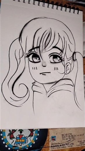 Cute Girl Sketch with Pencil 💖 #shorts #viral #shortvideo #art #youtubeshorts