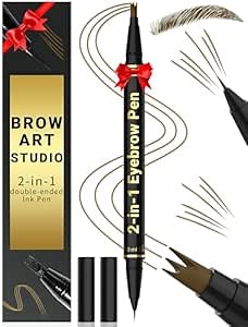 Eye Brow Pencils for Women - Eyebrow Pencil 2-in-1 Dual-Ended Microblading Eyebrow Pen with 3-Fork-Tip and Ultra Precise Brush-Tip Create Natural Hair-Like Brows, Last All-Day, Light Brown