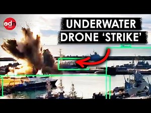 Moment Ukraine Hits $400m Russian Submarine With Underwater Drones for First Time