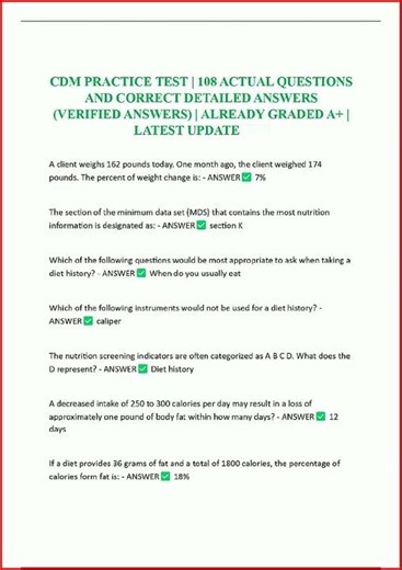 Cdm Practice Test 108 Actual Questions And Correct Detailed video