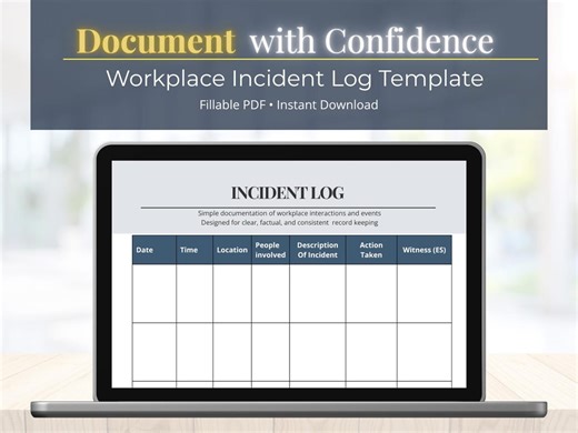 Workplace Incident Log Template | HR Documentation Form | Employee Incident Report| Fillable PDF | Pattern Summary Tracker |digital Download - Etsy