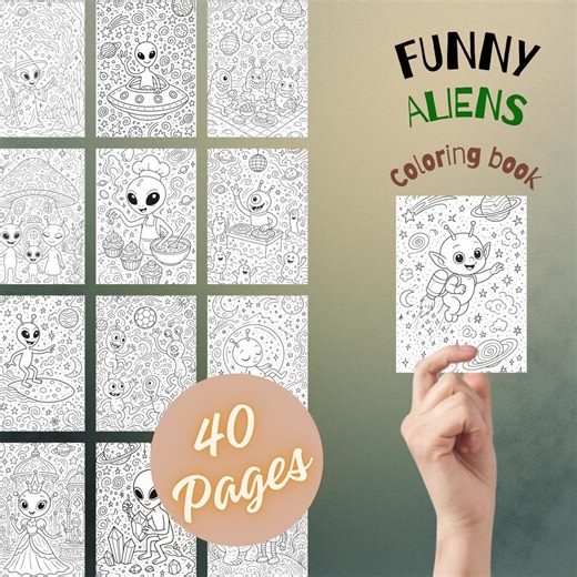 Alien Coloring Pages | Whimsical Magical Aliens Coloring Book | Funny Space Creatures | Printable PDF for Kids | Cosmic Coloring Pages - Etsy