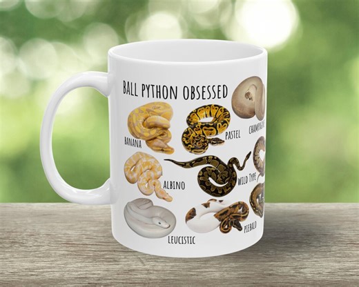 Ball Python Mug, Ball Python Morphs, Snake Morph, Python Mug, Snake Lover Gift, Reptile Gifts, Cute Snake Mug, Piebald, Albino Ball Pythons - Etsy