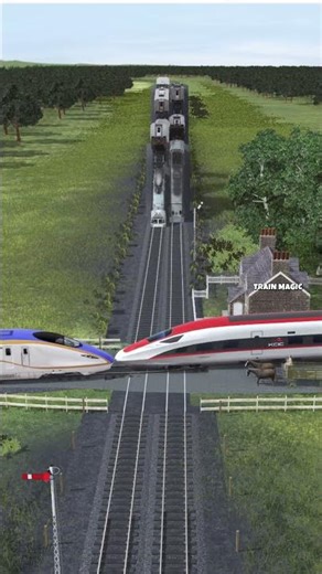 2 Kereta Api Melintasi Persilangan Adu Kereta Cepat #railtrack #train #railroad #railway
