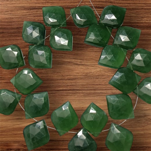 10pcs Green Serpentine Leaf Briolette Beads, Faceted Fancy Shape 16x19mm, Natural Gemstone Leaf Charms, Botanical Jewelry Making Supplies - Etsy
