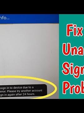 Fix Unable to sign in to Device due to a Unknown Error Problem in google account | Unable to sign in