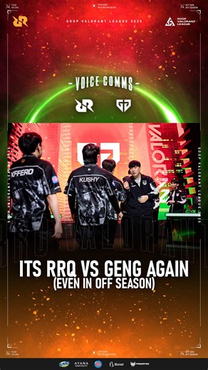 RRQ VALORANT on Instagram: "IT’S GENG AGAIN, EVEN IN THE OFF-SEASON | RRQ VS GENG | SOOP VALORANT LEAGUE 2025 Inside the mic check of RRQ vs GenG at SOOP VALORANT LEAGUE 2025 — from the confidence after winning the first map to the pressure and chaos as GenG fought back and completed the reverse sweep. Every call, every reaction, every lesson captured in real time. A tough loss, but one that shapes what comes next. Masuk ke mic check RRQ vs GenG di SOOP VALORANT LEAGUE 2025 — dari rasa percaya d