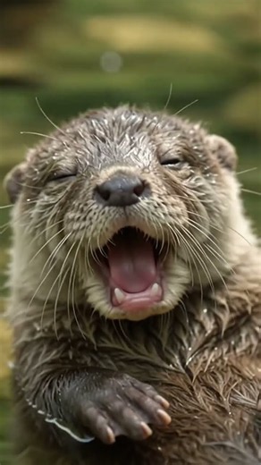 Cute lovely baby otter and relaxation nature forest live #otter #worldotterday #whiskers
