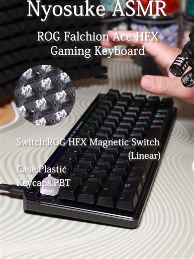 ASUS ROG Falchion Ace HFX Gaming Keyboard 🎧✨ ROG HFX Magnetic switch sound test 🖤 Smooth linear switches with satisfying typing rhythm 💚 Clean, unprocessed typing sound. No music, no sound effects — pure keyboard ASMR. #KeyboardASMR #MechanicalKeyboard #GamingKeyboard #ASUS #ROGFalchion