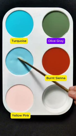 Create 3 colors from 3 colors: Turquoise + Burnt Sienna + Yellow Pink #asmr #mix #colors #mixing