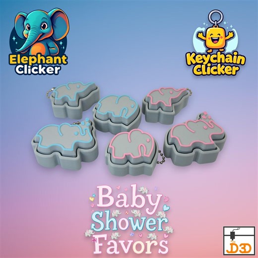 Elephant Clicker Fidget Keychain Baby Shower Favor - Etsy