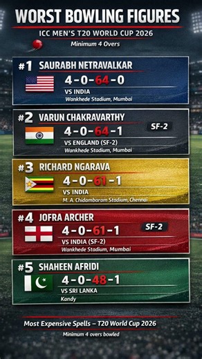 Worst Bowling Figures in T20 World Cup 2026 | Most Expensive Spells – ICC Men's T20 WC 2026