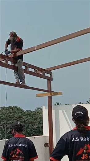 Fabrication Techniques Roof Trusses Installation #shorts #js roofing #coimbatore