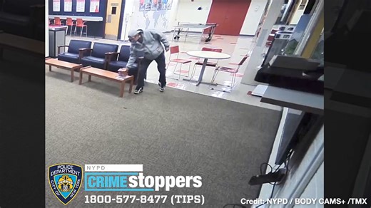 TV thief! The NYPD is hunting for a suspect who is caught on tape stealing a television right off the wall from St. John's University in Staten Island, New York, on April 13. | Breitbart