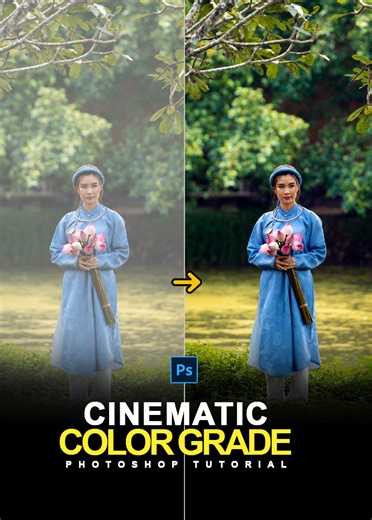 Just 1 Click Make a Cinematic Color Grade in Photoshop | Photoshop Shorts Tutorial #cinematiccolor #cinematicgradecolor #adjustcolor #colormatch #shortsvideo #graphicssolutiontricks #adobephotosbhop2025 #photoshopviralvideo #photoshopshortstutorial #adobephotosbhop2025 | Graphics Solution Tricks
