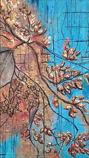 Texture Painting with Modeling Paste & Gold Foil | Step-by-Step Acrylic Art TutorialTexturePainting