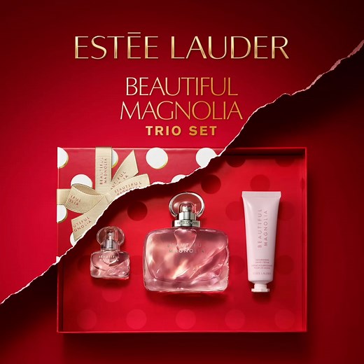 15K views · 138 reactions | Our inspiring floral fragrance—getting ALL the fanfare–in a perfectly giftable set. The Beautiful Magnolia Trio Set is equipped with a full-size Eau de Parfum Spray, a Mini Hand Cream, and an ADORABLE Mini Spray—for on-the-go spritzing. | Estee Lauder | Facebook