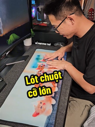 Lót chuột cỡ lớn in họa tiết mèo cute, 80 x 30cm #dephuongthu #lotchuotcolon #padchuot #lotchuot #padchuotcolon