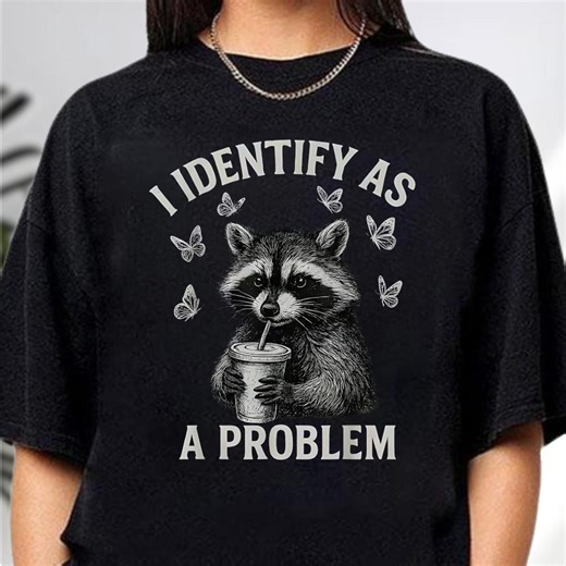 I Identify as A Problem Shirt, Funny Raccoon Meme Sweatshirt, Sarcastic Animal Hoodie - Etsy