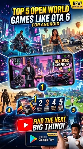 Top 5 Open World Games Like GTA 6 for Android #viral song #trending #gta6 #gta #gta5