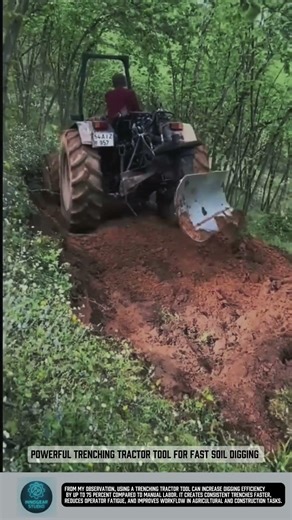 Powerful trenching tractor tool for fast soil digging #tools