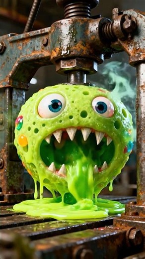 Oddly Creepy Slime Compression With Toxic Gas #shorts #slime #asmr #trypophobia