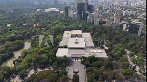 Aerial tour of the National Museum of Anthropology and its surroundings in Chapultepec Park, CDMX