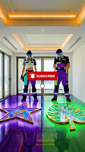 💜 Violet vs Green 💚 Luxury Epoxy Floor Transformation AI Generated #Shorts #epoxy