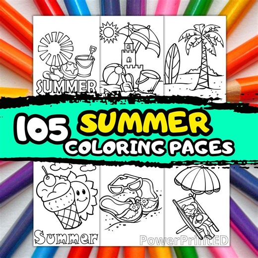 105 SUMMER coloring pages/ Beach coloring printables/ Sun and fun coloring/Kids summer activity/ Relaxing summer coloring/kid coloring pages - Etsy Italia