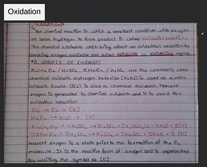 cThe chemical reaction in which a reactant combines with oxyge... | Filo