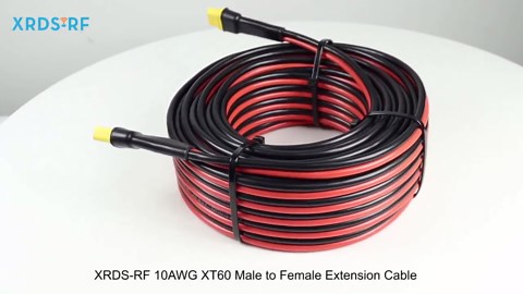 XT60 Extension Cable 1FT 2PCS, 10AWG Tinned Copper Wire with XT60 Male to Female Connectors, Heavy-Duty Power Cord for RC Models, Drone, and Solar Applications