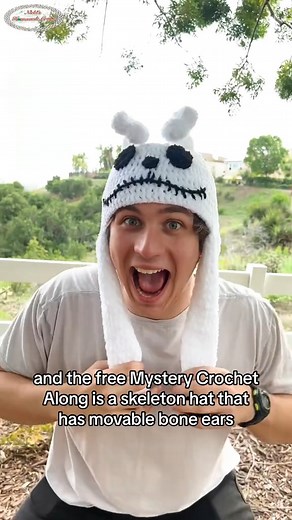 Did you miss the mystery crochet along? Good news, you can find the free pattern here to make your own Skeleton Hat with Moving Ears: https://www.nickishomemadecrafts.com/crochet-skeleton-hat-moving-ears/ #crochet #diycrafts #hat #yarn | Crochet Patterns & Tutorials by Nicki's Homemade Crafts
