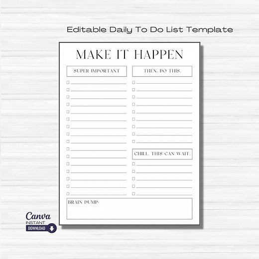 Editable Daily to Do List Template: Printable Planner (canva Template) - Etsy