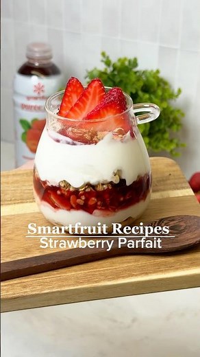 3-layer Strawberry Yogurt hack everyone's making! #foodhack #easyrecipe #shorts