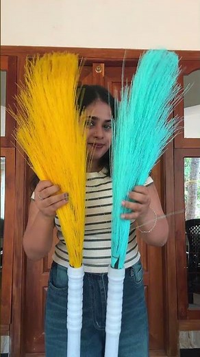 Plastic Broom Phool Jhadu Foldable Long Handle for Wet,DryFloor Cleaning Dusting #broomsticks #broom