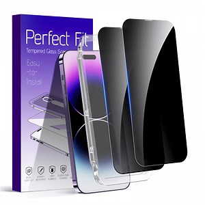 Protescreen Privacy Screen Protector for iPhone 15 6.1", True 28° Anti-Spy, 9H Hardness Tempered Glass, Easy to Install, Bubble Free 2 Pack