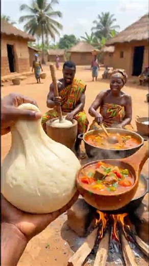 Ashanti Tribe Cooking Fufu Goat Soup 🍲 #triballife #tribalfood #shorts