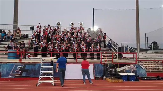 Elkhart Big Red Band performing the school song prior to kickoff | Palestine Herald-Press