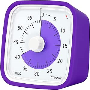 Yunbaoit Upgraded Visual Timer with Protective Case, 60 Minute Silent Countdown Timer for Kids and Adults Clock Time Management Tool(Purple)