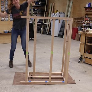 I had 14 dowels to get aligned on this side.....it was a little bit tricky but I finally got it! Do you do a dry fit on glue ups or do you just jump in and go for it? #diybuild #diy #woodwork | Wilker Do's