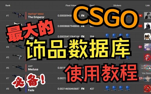 【CSGO】干货！饰品玩家必备的实用网站！全网最大的CSGO饰品数据库CSGOFloat使用教程