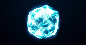 Download Particle sphere blue, abstract energy ball, science, technology, blue energy source on a dark background, seamless loop 4k video, motion 3D for free