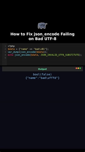 Zero sleep, full PHP on Instagram: "How to Fix json_encode Failing on Bad UTF-8 Invalid bytes return false and kill API output. #php #jsonencode #utf8 #api #howto #bug"